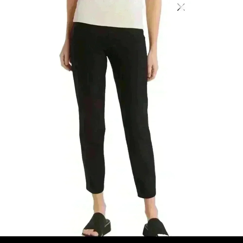 Eileen Fisher Womens Black Stretch Crepe Slim Ankle Pants PM